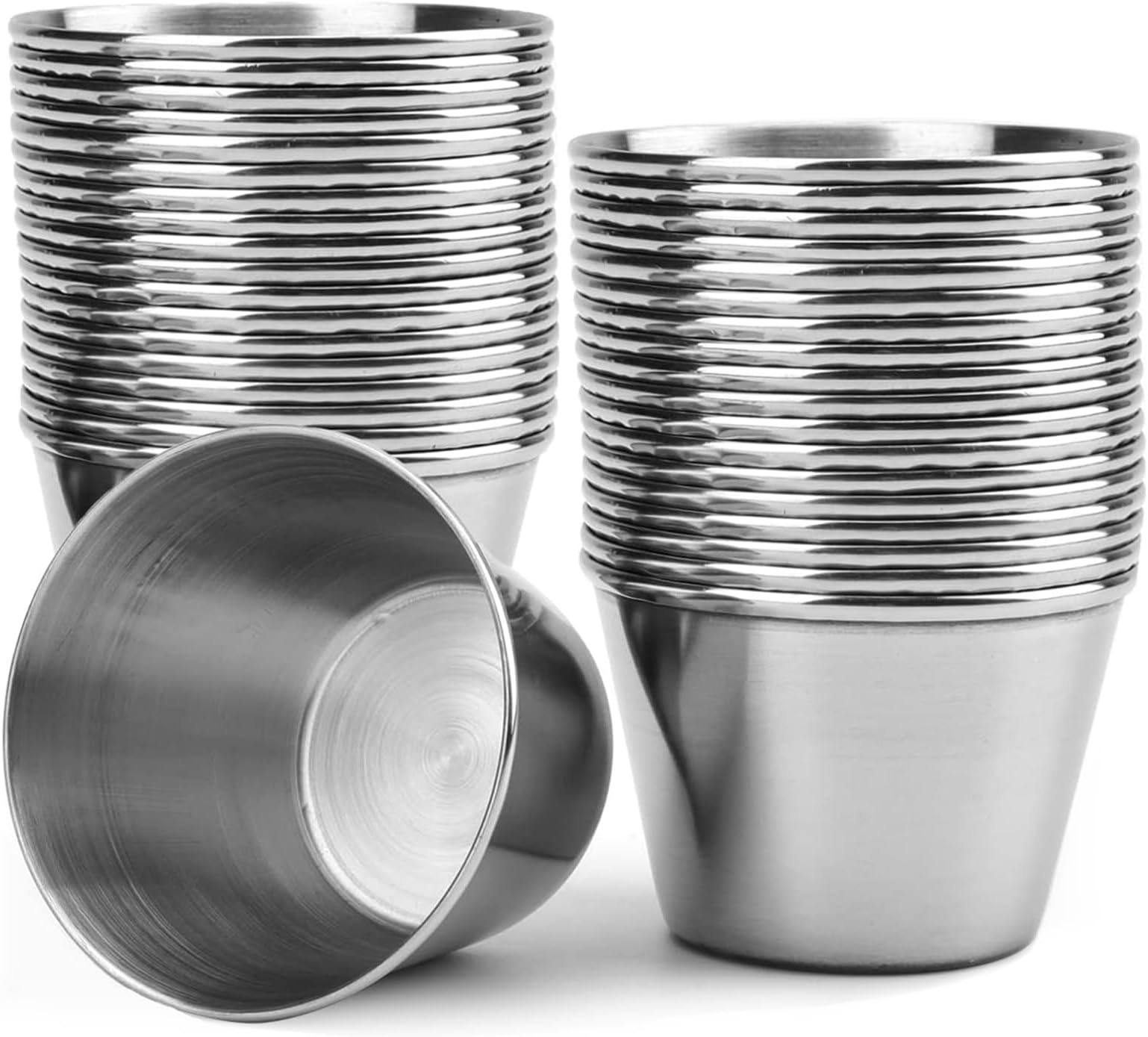 Bekith 20 Pack 2.5 oz Stainless Steel Sauce Cups, Ramekin Dipping Sauce Cup, Individual Condiment Cups, Commercial Grade Portion Cups for Any Sauce-dipping