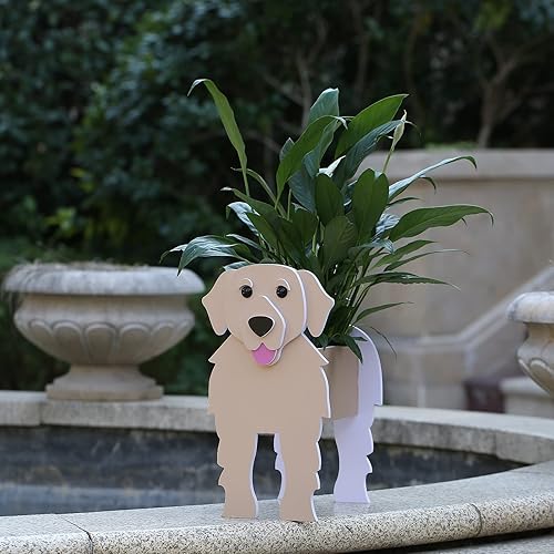 Miniatura 4 de Gochoi Golden Retriever - Macetas de perro Golden Retriever para decoración de jardín al aire libre, contenedor de plantas Golden Retriever para