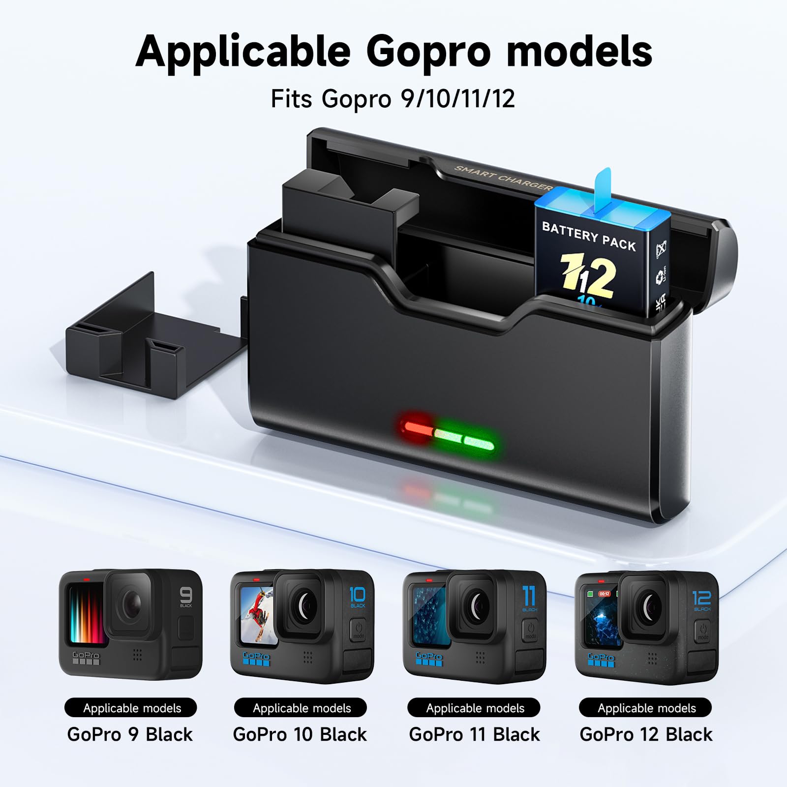 Kit Chargeur Triple Pour GoPro Hero 12/11/10/9 - 3 Batteries 2000mAh + Station De Charge | Câble Type-C Inclus