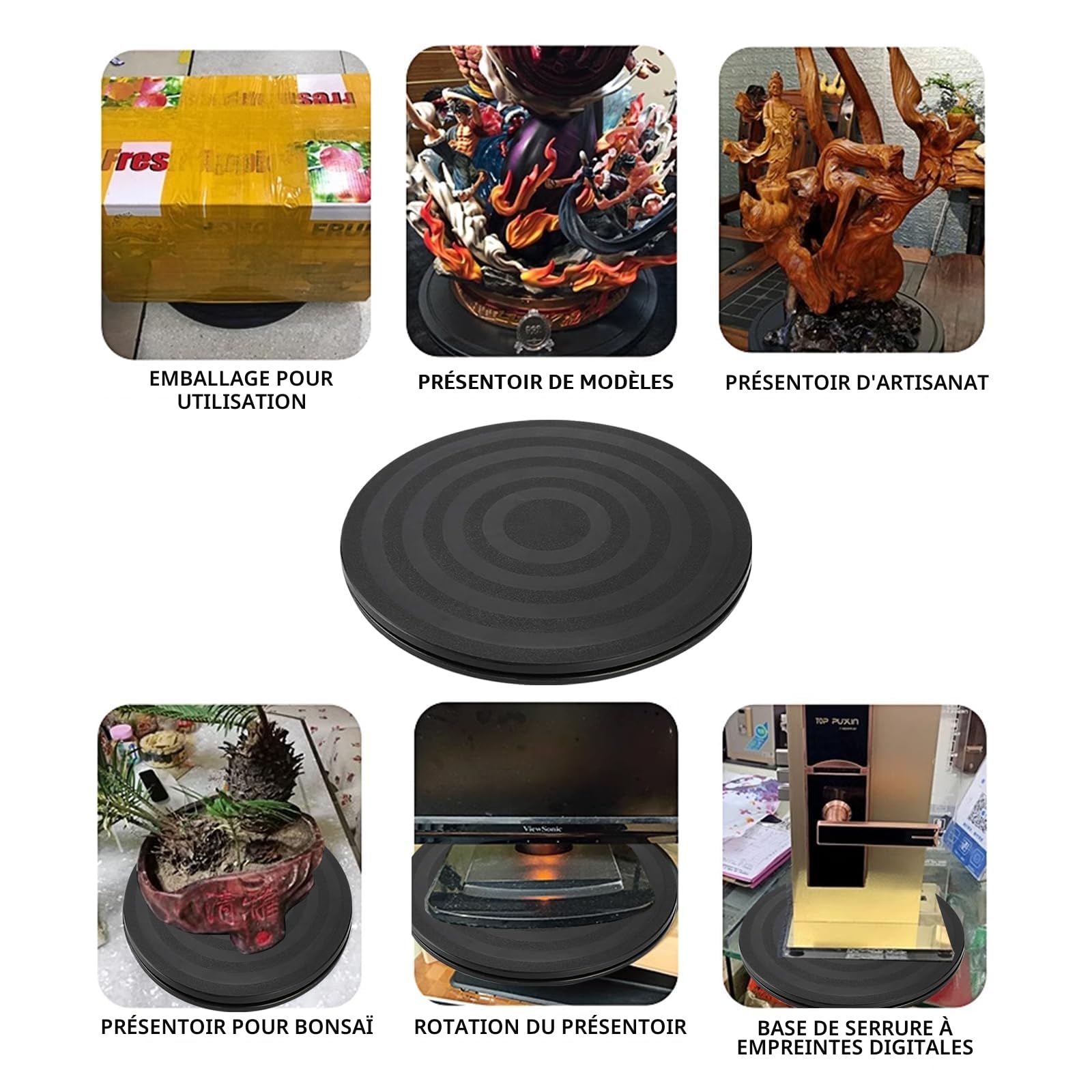 Plateau Tournant,Tourne-Disque Rotatif Rotatif à 360 Degré Plateau Pivotant TV,Degrés avec Roulements à Billes en Acier, Charge15 kg, Idéal pour TV, Artisanat, Présentoirs, 20 cm de Diamètre