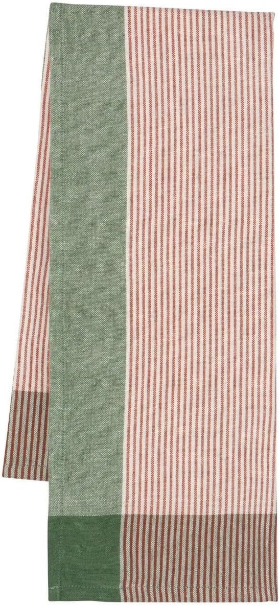 Danica Heirloom Kitchen Towels Set of 2 - Jade Green Array Stripe - 100% Cotton Dishtowels - 18 x 28in - 2 Count