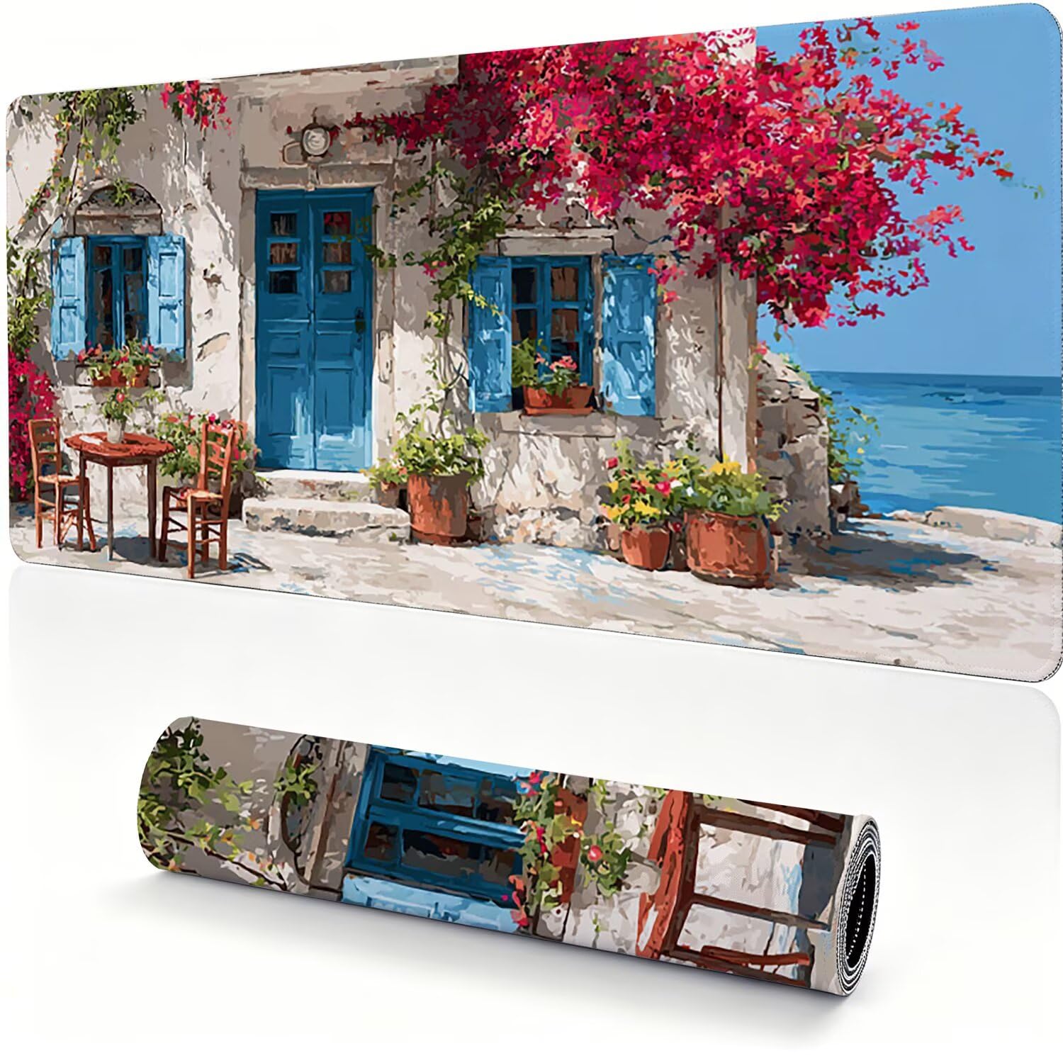 Tappetino Mouse Gaming XXL, Mousepad 1200x600x4mm Retro spiaggia 0x0-159 | Tappetino Scrivania con Base in Gomma Antiscivolo Bordi Cuciti per Computer, PC, Migliora la Precisione e la Velocità
