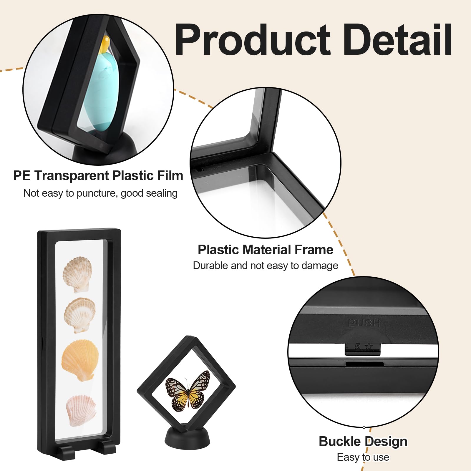 CEITIVE-S 10PCS 3D Floating Display Case Coin Holder, Transparent Floating Frame Display Holder Stands - Image 2