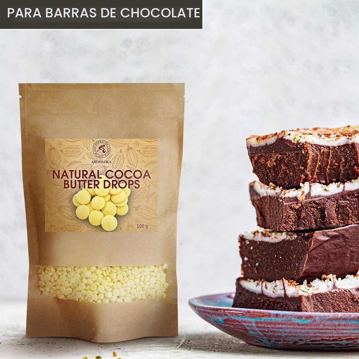 Manteca de Cacao Comestible 500g - Theobroma - Cacao Nibs - Raw Sin Refinar Manteca de Cacao - Pastillas de Manteca de Cacao Granulos - Hornear Manteca de Cacao Alimentaria para Hornear y Hacer