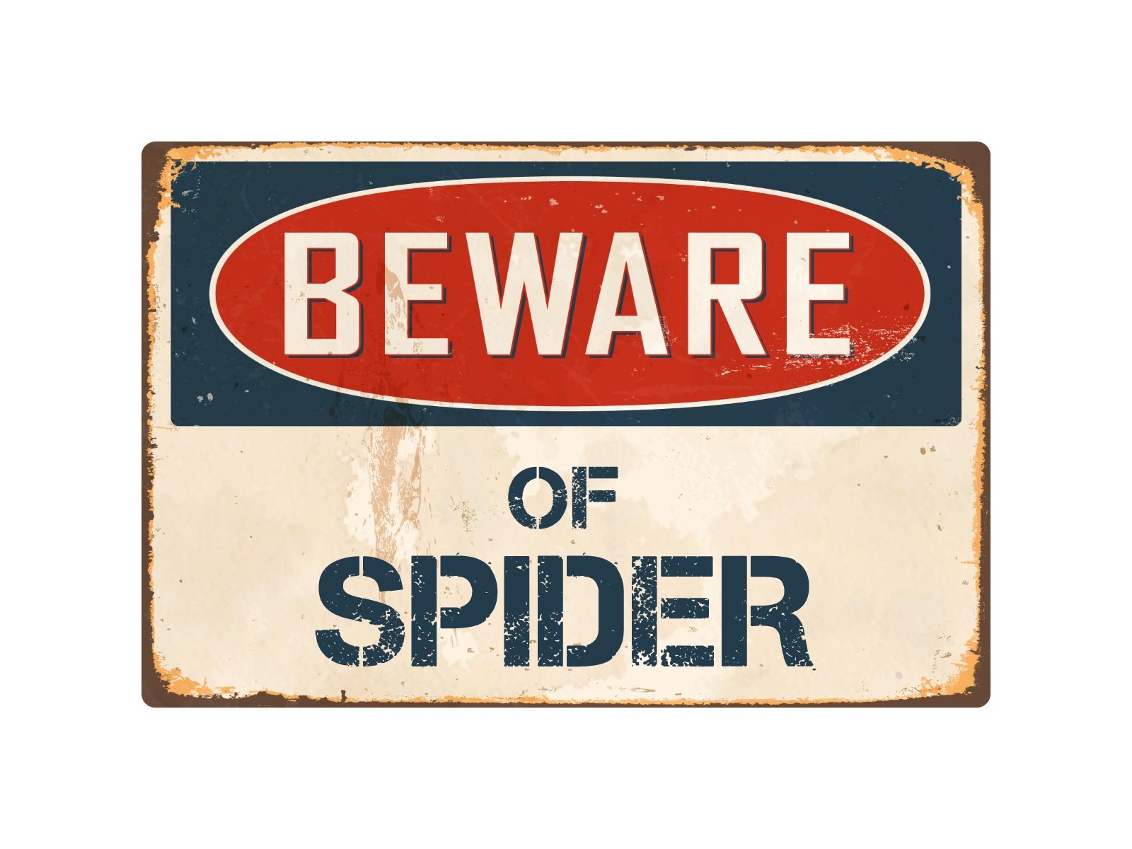 StickerPirate Beware of Spider 8” x 12” Vintage Aluminum Retro Metal Sign VS399-image-0