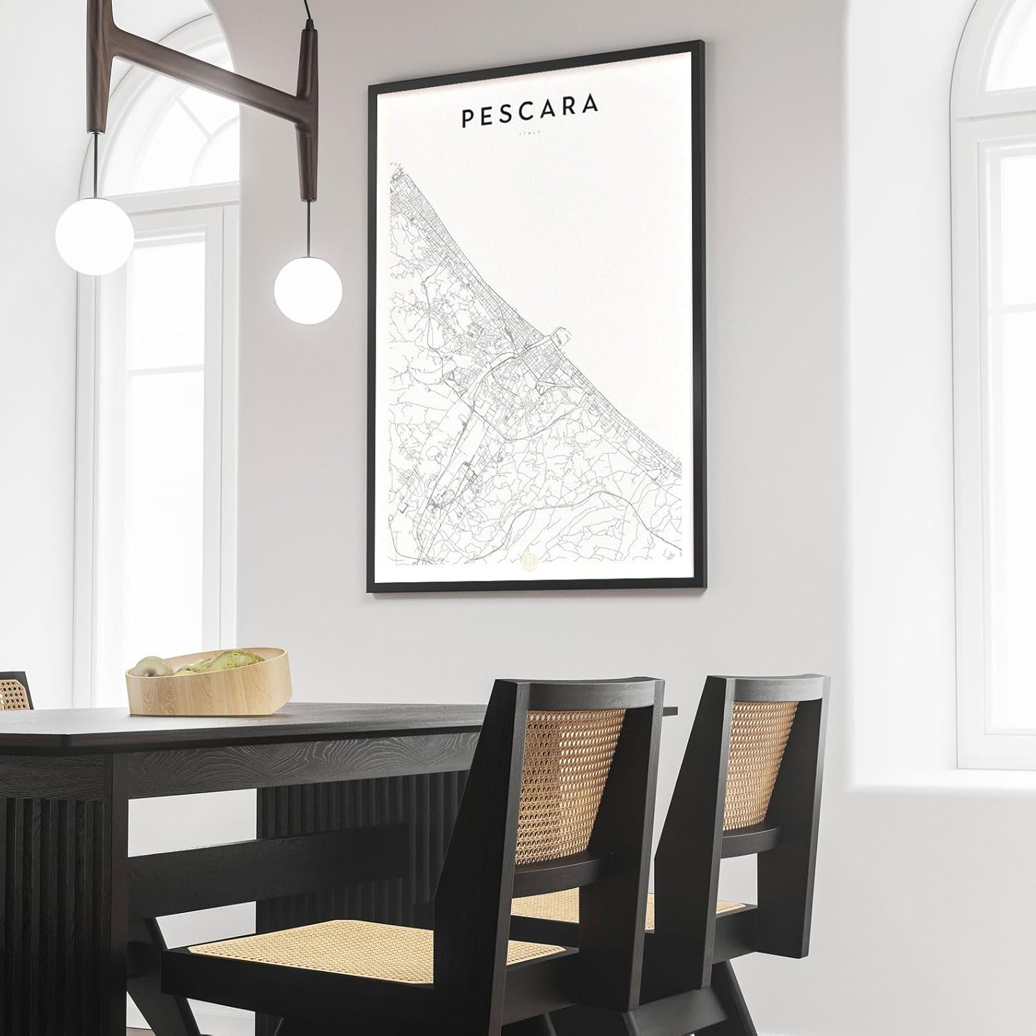 Modern Grey Poster of Pescara Italy | 11x17 12x18 16x24 24x36 Unframed Mininal Wall Art | Minimalism Hometown City Traveler Print for Gift | Minimalist Home Office Decor