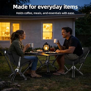 Foldable Camping Table 84 * 50cm 380LBS 7075 Aluminum Alloy High Temperature Resistance Wear Resistance Easy to Clean Portable with Storage Bag Camping Tables that Fold Up Black