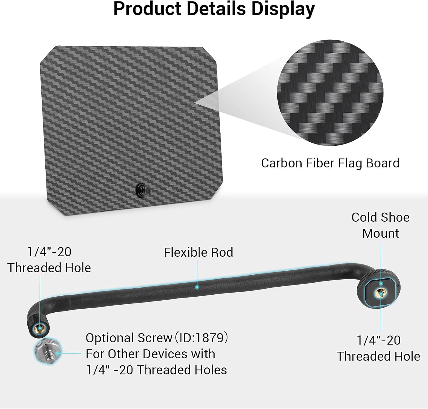 SMALLRIG Flexible Gooseneck Camera Sun Shade Carbon Fiber Flag Board ...