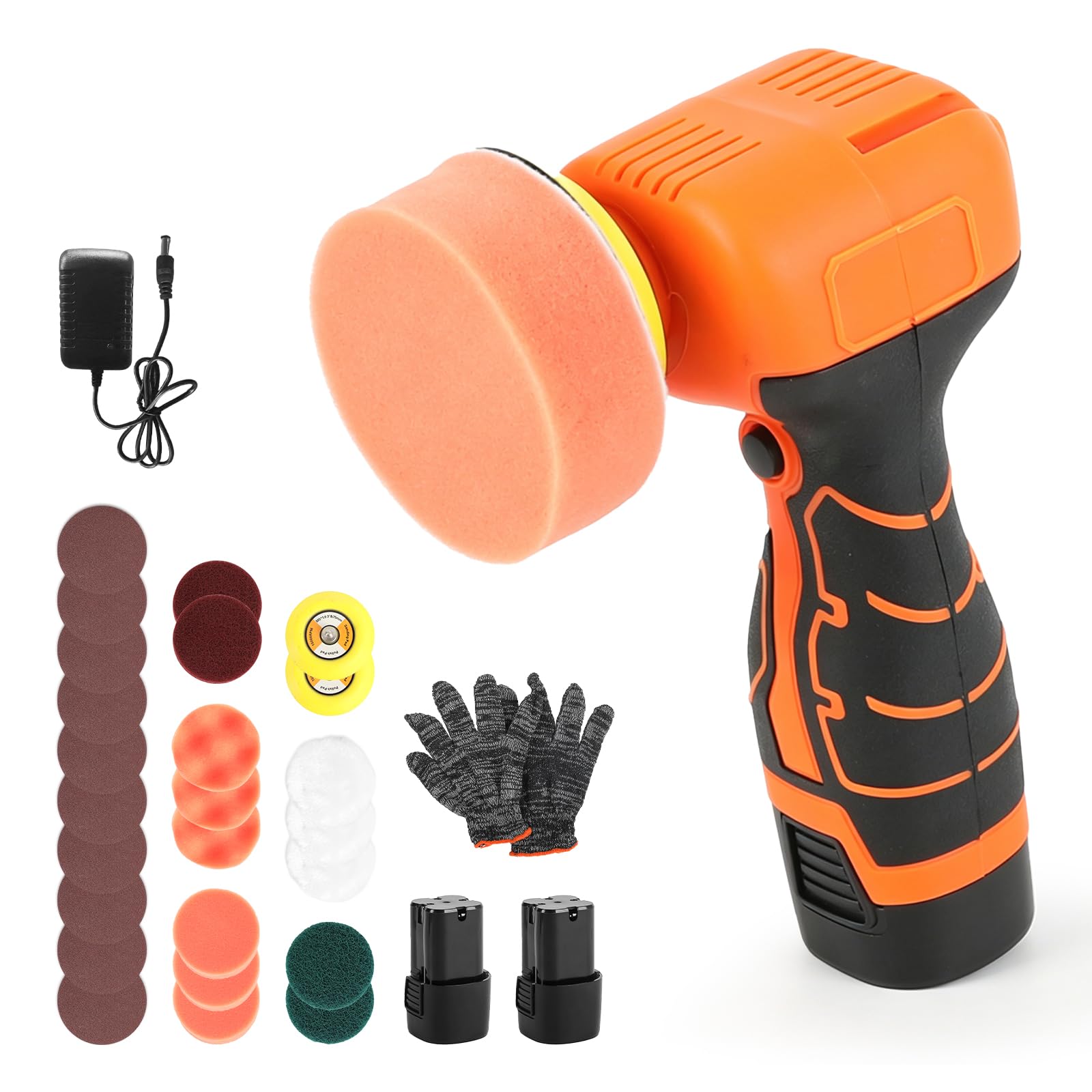 Mini máquina pulidora de 3 pulgadas con 2 baterías, minimáquina pulidora con botón de bloqueo, 3500 rpm para el tratamiento del vehículo, encerado y limpieza en casa