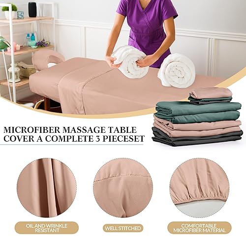 Miniatura 4 de Juego de 3 sábanas de microfibra para mesa de masaje, 3 piezas, 3 colores, cubierta plana para mesa de masaje, sábana bajera ajustable para masaje,