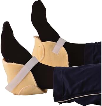 Heel Protectors with Sheepskin Fleece – Soft Pressure Relief Cushion Pads for Heel Pain & Bed Sores – Adjustable Velcro, Breathable, Washable, One Pair – Universal Fit
