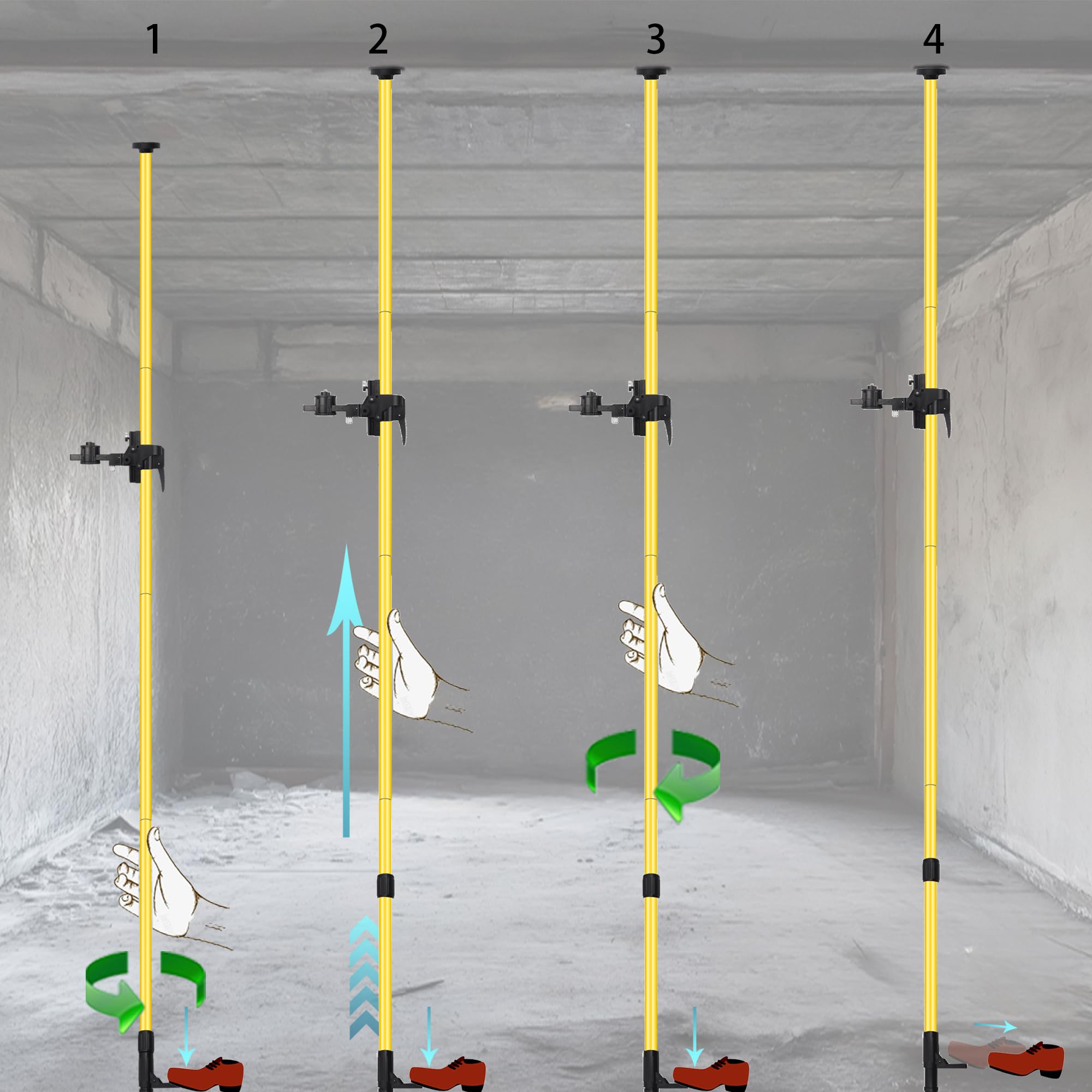 Palo multifunzione per livella laser da 4,2 metri, altezza regolabile, testa rotante a 360 gradi, con testa Pan-Tilt multi-funzione di regolazione fine
