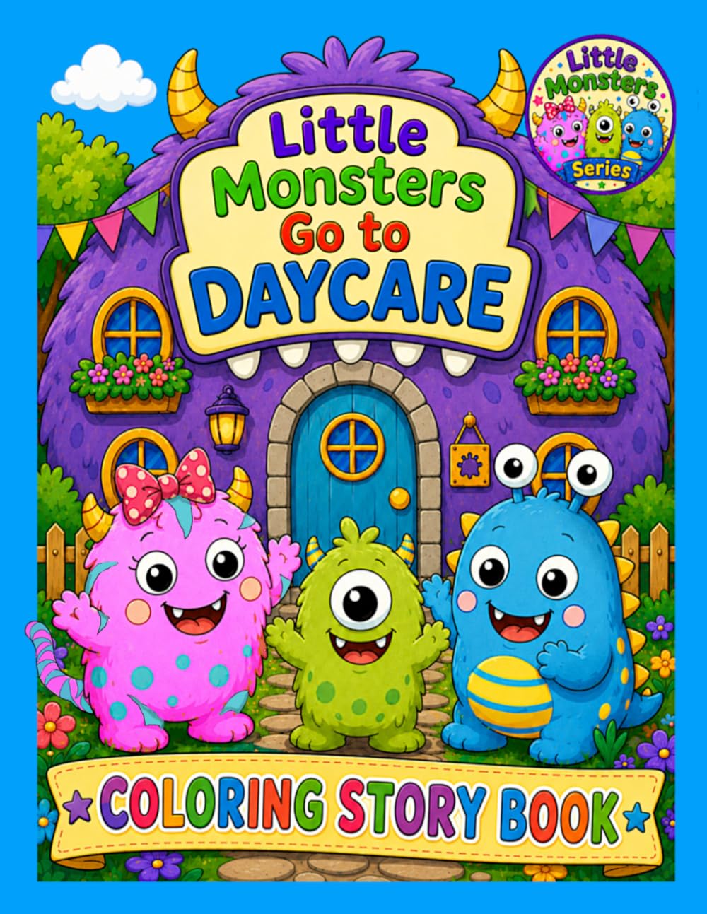 LITTLE MONSTERS go to DAYCARE: Story to COLOUR (Little Monsters Stories & Coloring Books)
