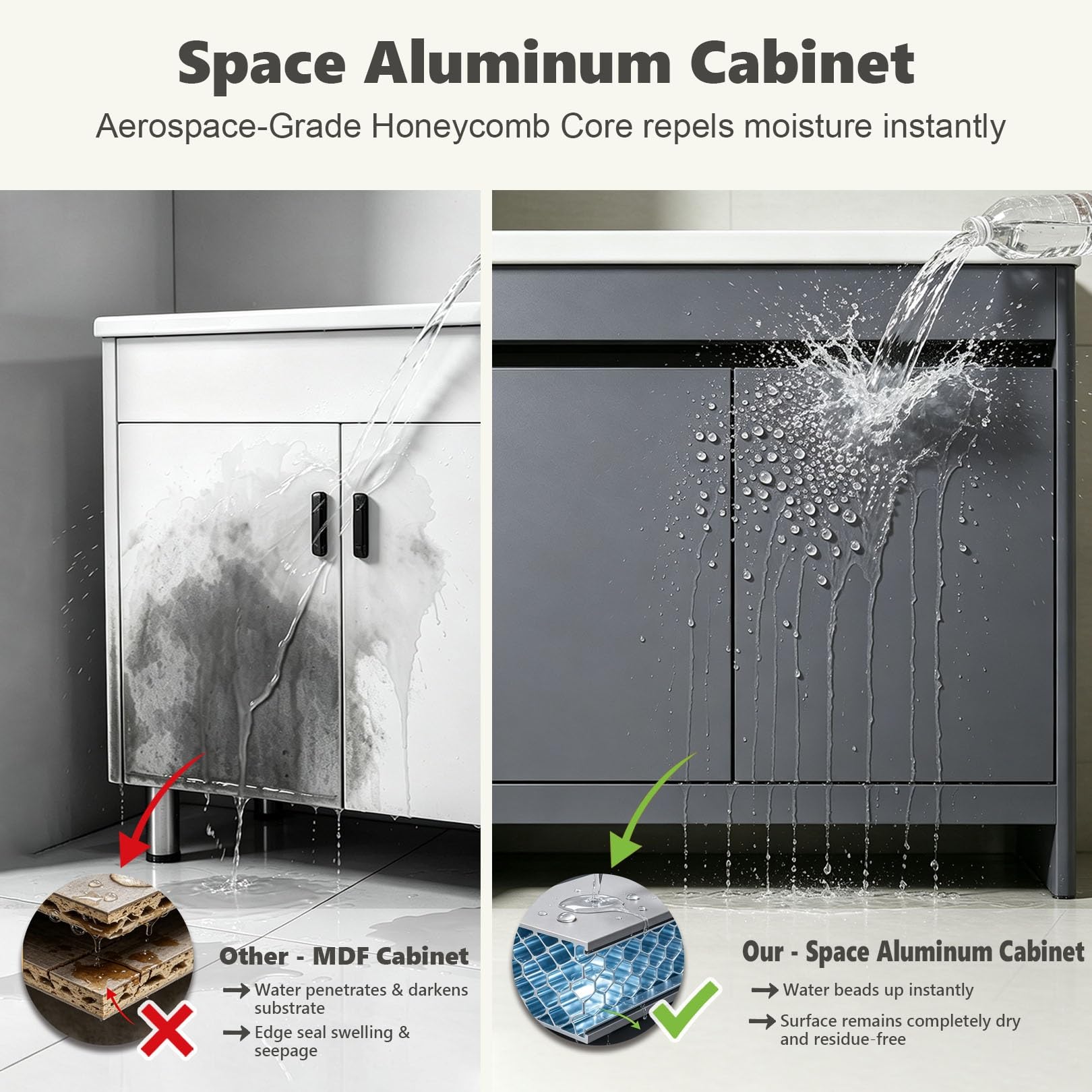 Lavello e mobiletto portaoggetti in acciaio inossidabile 304 | Design salvaspazio, vasca interna removibile, sifone a U antiodore, for camper e piccole cucine(Gray,68cm/26.8in)