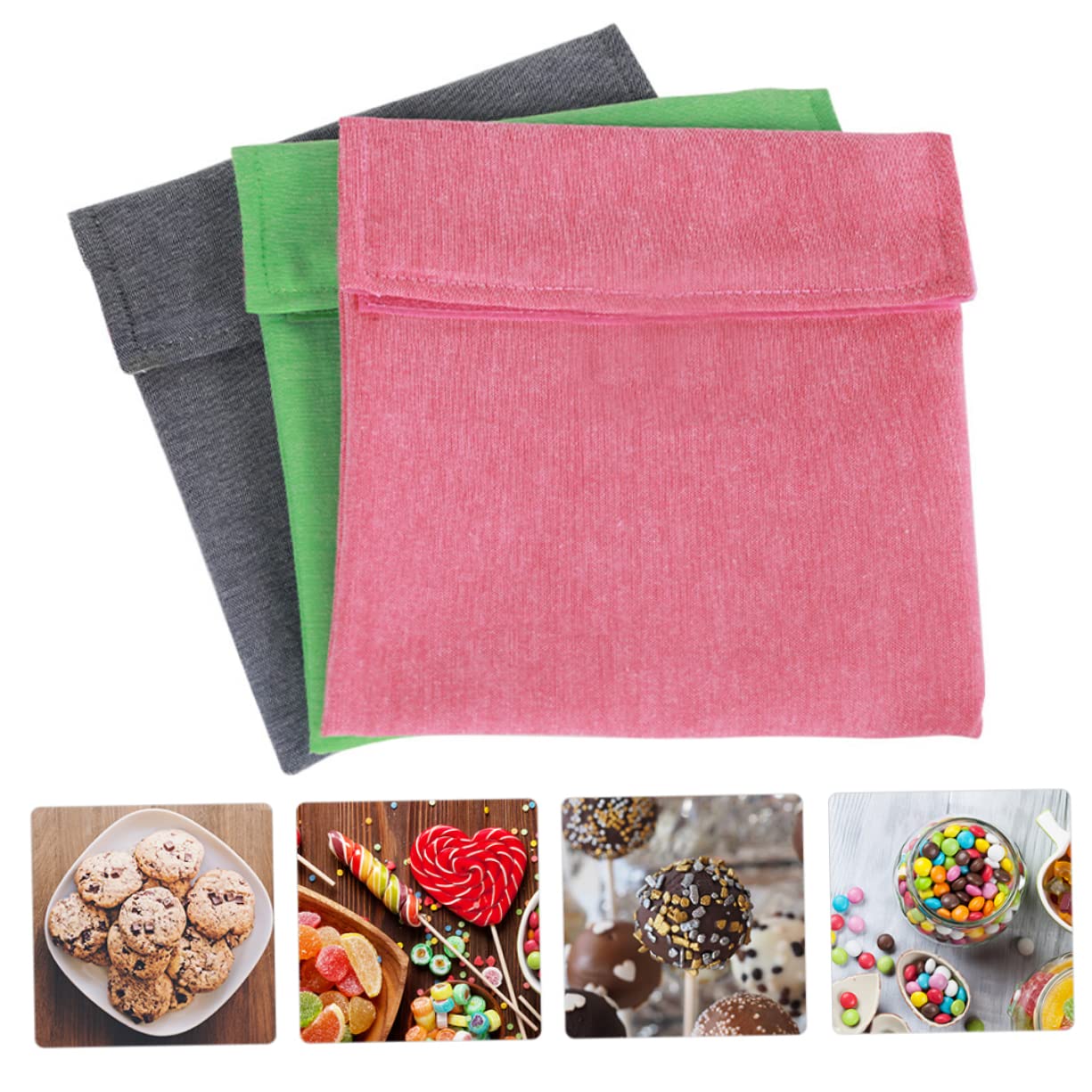 2juegos Bolsas Reutilizables para Snacks y Almacenamiento De Alimentos De Verde Rosa Lavables y Autoadhesivas para Cocina y Tiendas De Postres