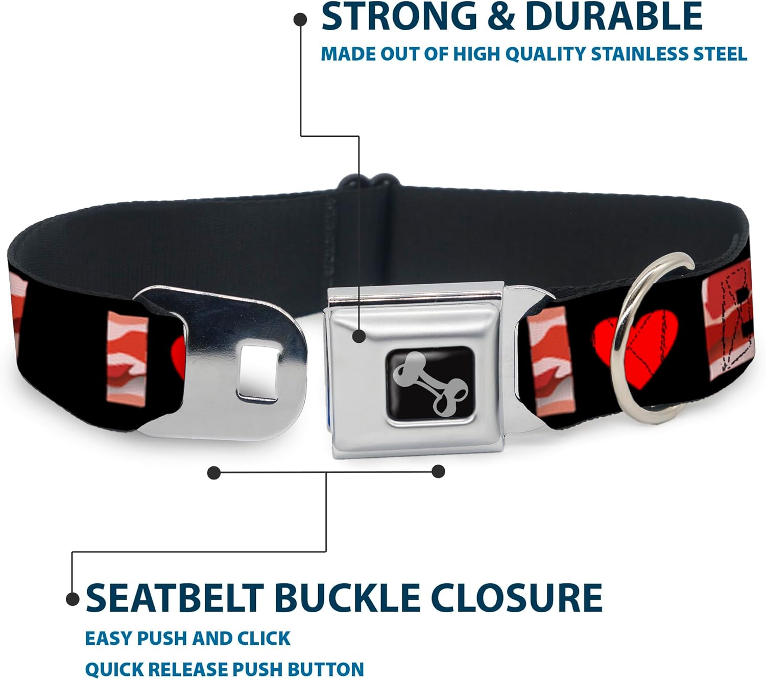 Buckle-Down Bacon Dog Collar Bone