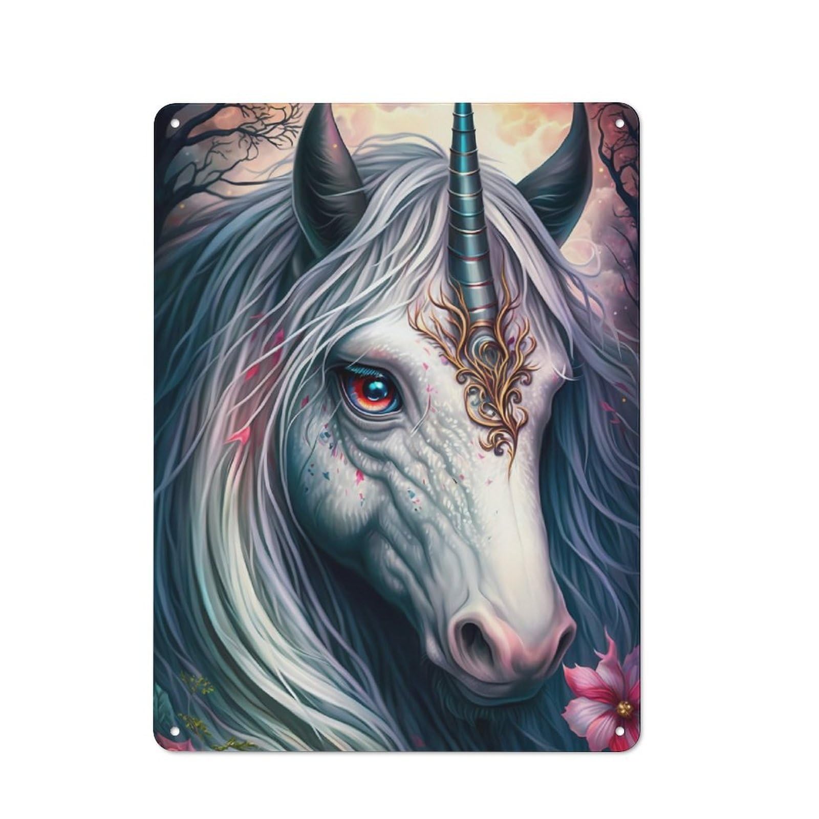 Tin Wall Plaque 40x30cm with Unicorn Fantasy Genre for Pub Or Café, A Decorative Christmas Gift for Hospitality Wall Decor Collectors
