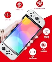 Vista 4 de bersem Paquete de 2 protectores de pantalla de vidrio templado compatibles con Nintendo Switch OLED de 7 pulgadas 2021, kit de alineación