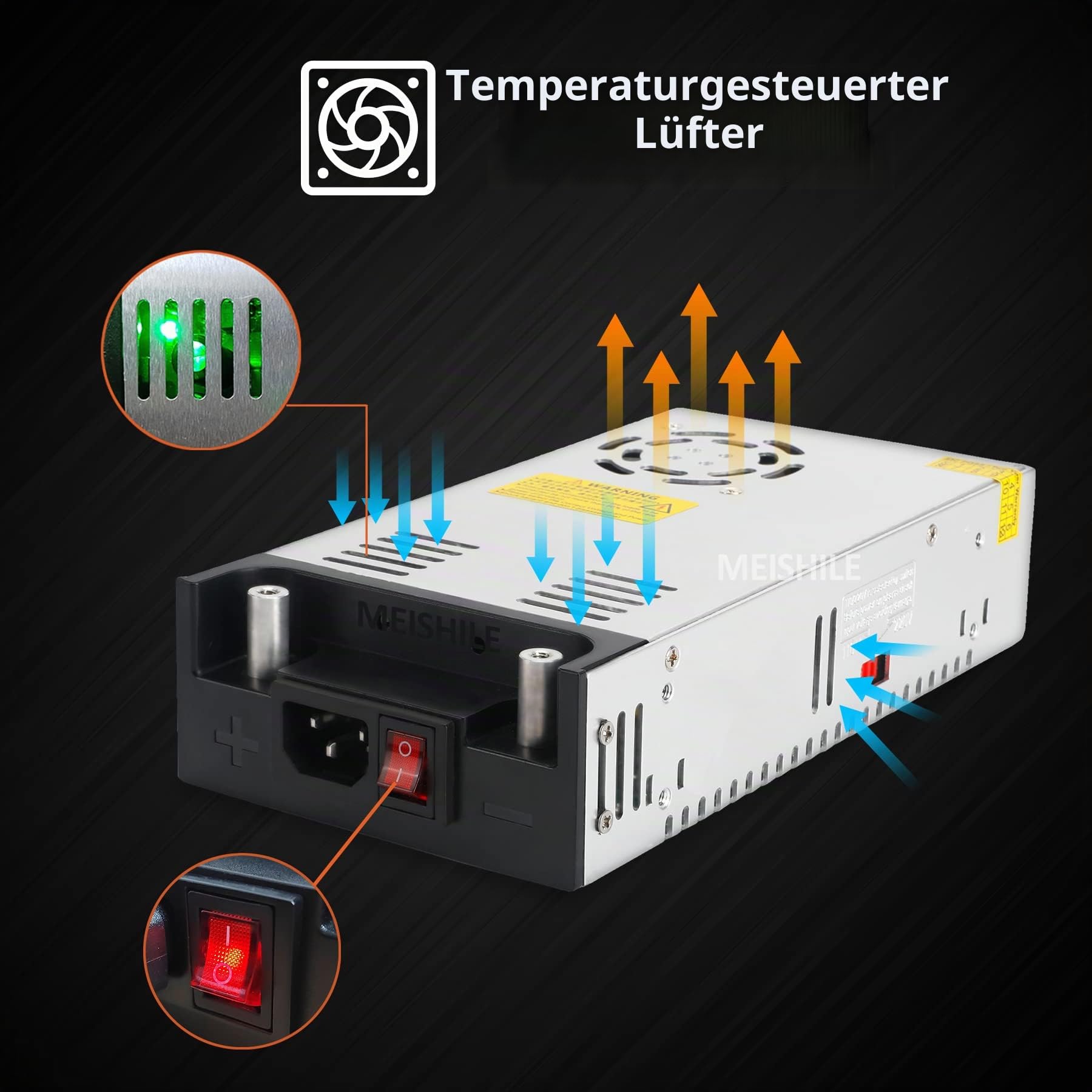 Upgrade Schalternetzteil DC 12V 50A 600W DIY Clips Taster Trafo 230V AC auf DC Netzteil Transformator Industriell 40/30A LED Lichtleiste Lampe 3D Drucker Motor Pumpe Amplifier SMPS 110V/220V Button