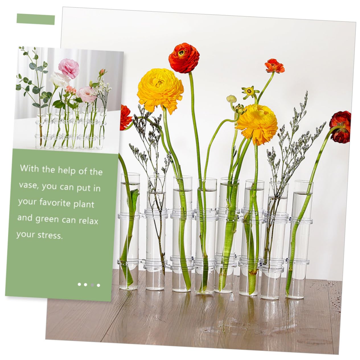ABOOFAN Vase Hydroponique Verre Transparent avec Support Tubes De Propagation pour Plantes Petits Vases Décoratifs pour Intérieur Et Bureau