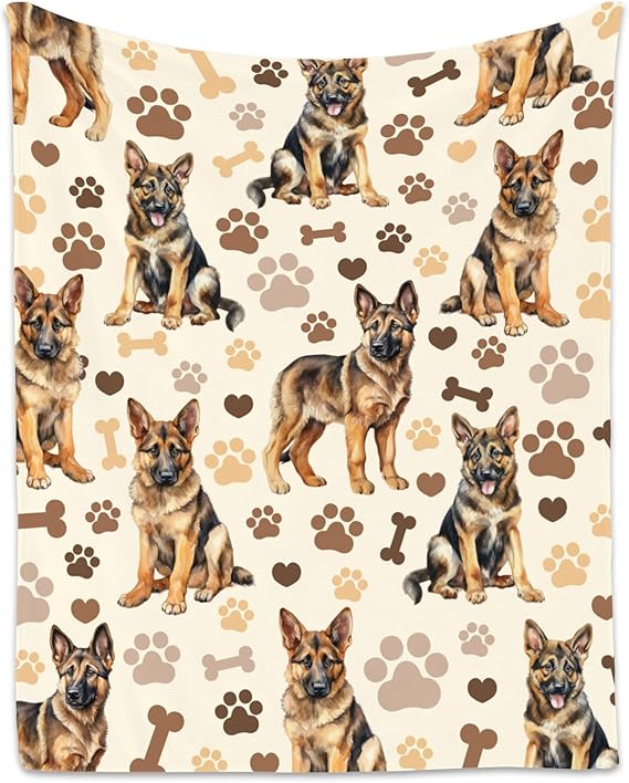 German Shepherd Blanket with Girls Boys, 40x50 Inches Blanket with Dogs on it, Cozy Soft Throw Gifts for Dog Lovers, Cute Flannel Throw Blankets for Couch Sofa