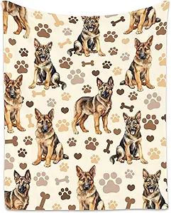 German Shepherd Blanket with Girls Boys, 40x50 Inches Blanket with Dogs on it, Cozy Soft Throw Gifts for Dog Lovers, Cute Flannel Throw Blankets for Couch Sofa