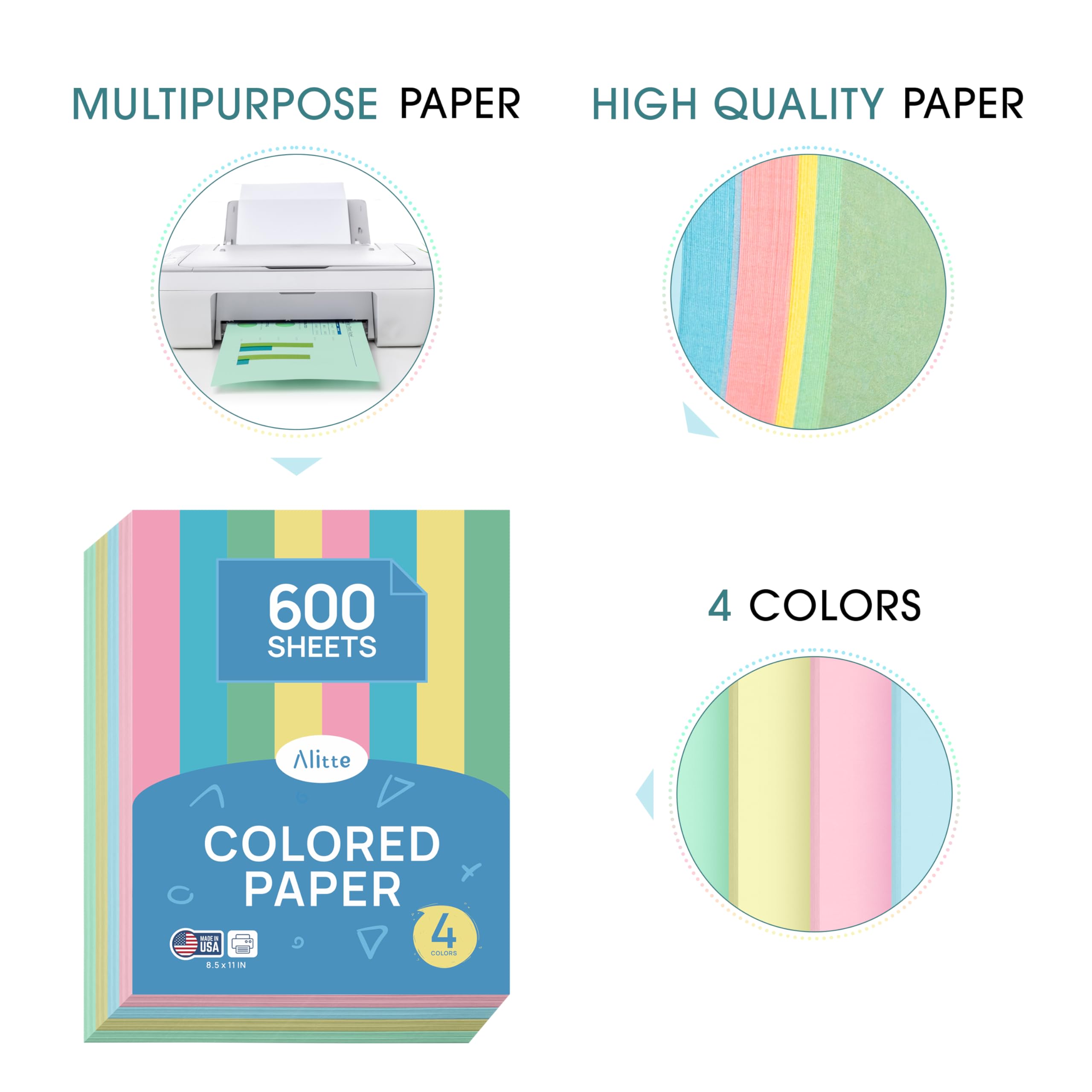 Papel de color, 8.5 x 11 pulgadas, 24 libras/89 g/m², surtido de 25 colores "Spectrum", paquete de 3 a 600 hojas