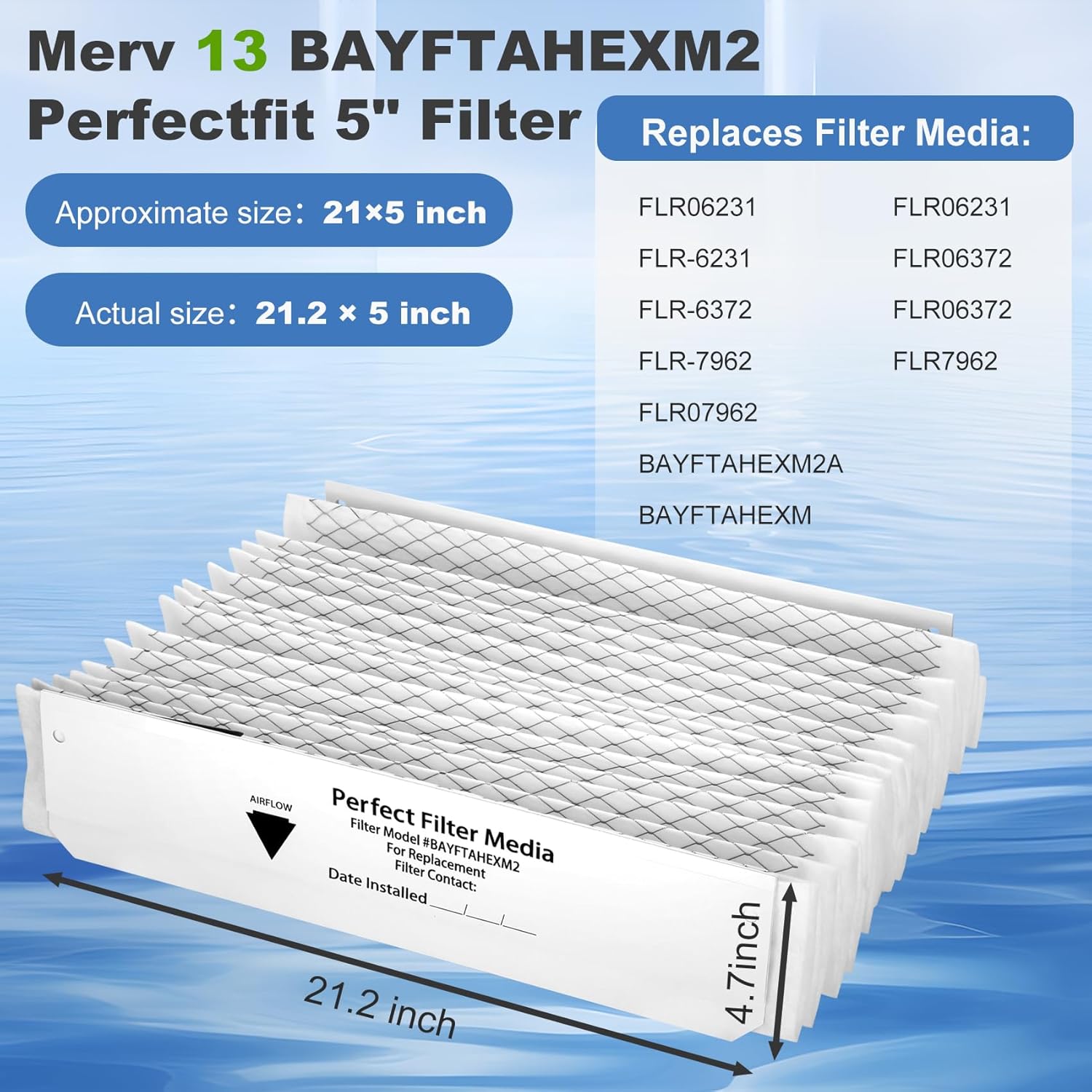 4 packs,upgrade bayftahexm2 merv 13 replacement filter for trane perfectfit 5 media compatible with trane 20"x 25"x 5" merv 13 bayftahexm2 expandable replacement filter