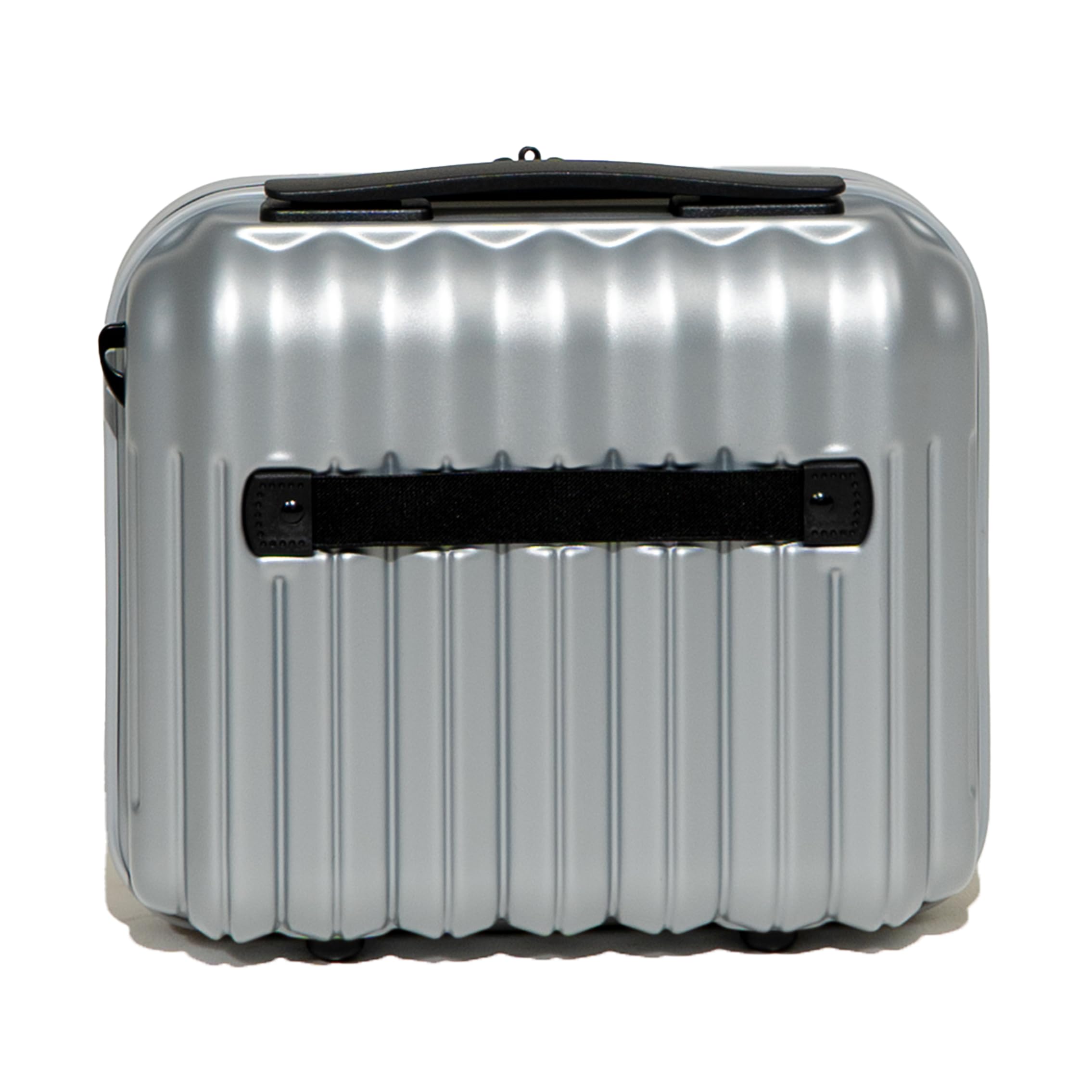Rock Luna Vanity - Maleta rígida en plata, aprobada para equipaje de mano, correa extraíble para el hombro y la maleta, cremalleras con cerradura, equipaje de mano metálico, 27 x 31 x 17 cm, capacidad