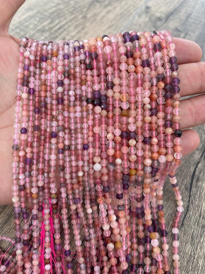 Perles en auralite naturelle de 2 mm pour fabrication de bijoux et colliers