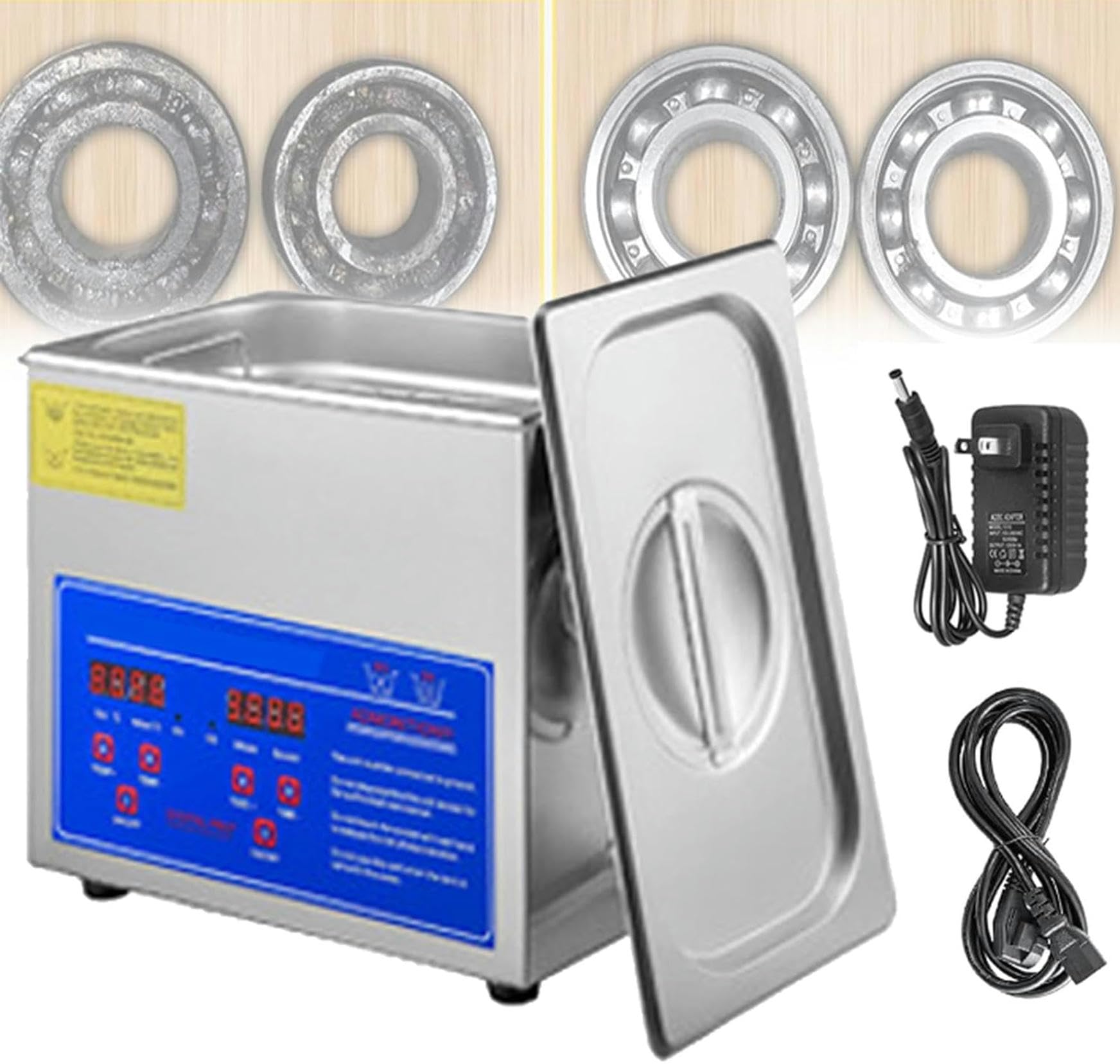 Kit de limpieza ultrasónica - Limpiador ultrasónico 3/4/6/10/15L Máquina de limpieza digital profesional de acero inoxidable con temporizador de calentador para limpiar joyas, gafas y relojes~/