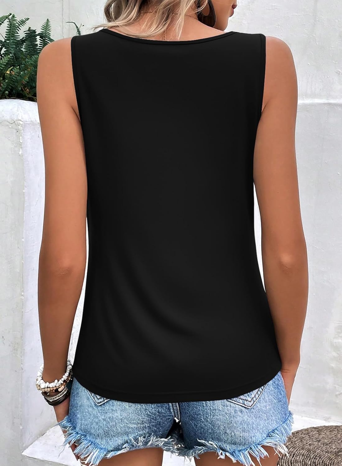 LOLONG Womens Tank Tops Summer Sleeveless Asymmetrical Neck Pleated Tops Casual Shirts - Image 5