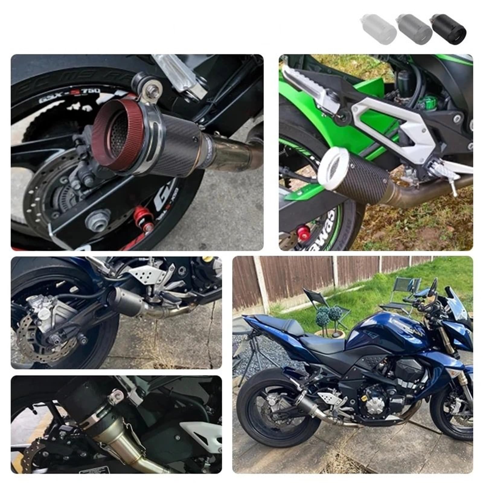 końcówka wydechu 51mm Uniwersalny Slip On Motocyklowy Wydechowy Tłumik Z Włókna Węglowego Escape Do Kawasaki Z900 FZ6 układ wydechowy samochodowy(Type D)