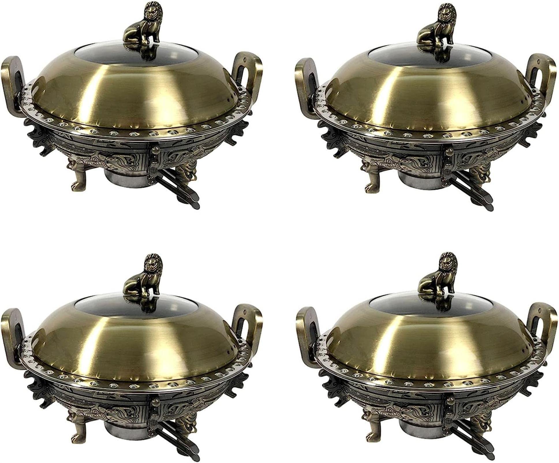 Chafing dish réchaud rond acier inoxydable bronze haut de gamme pour banquet