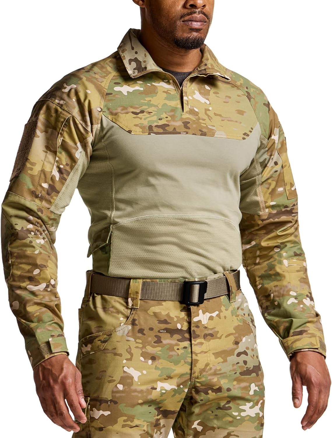 CQR Men's Combat Shirt Tactical 1/4 Zip Long Sleeve Military BDU Shirts Camo EDC Top with Pockets - Image 2