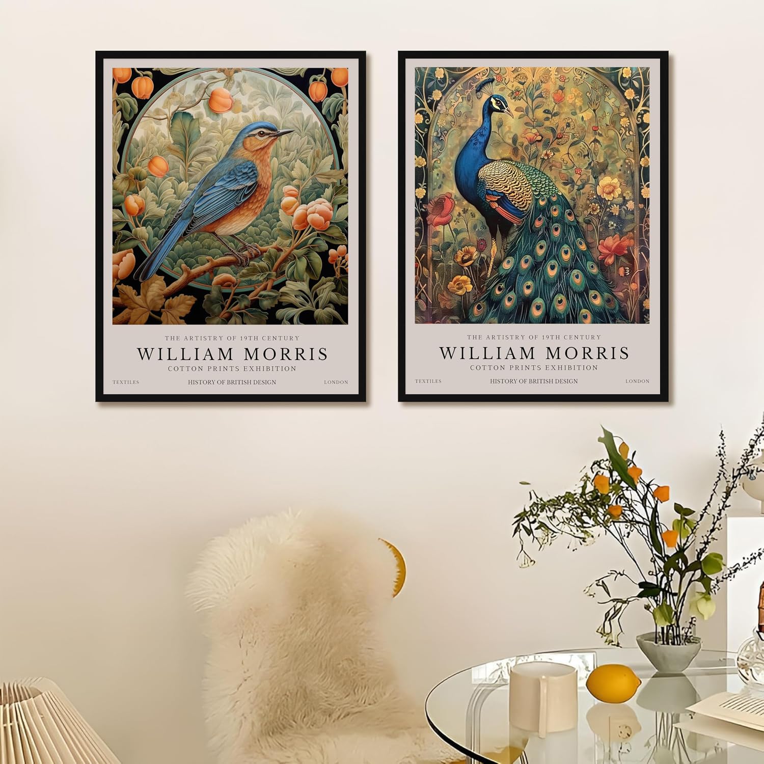 Waeta Rnvzx William Morris Posters Peacock Canvas Wall Art Bird & Flower Print 50x70cmX2