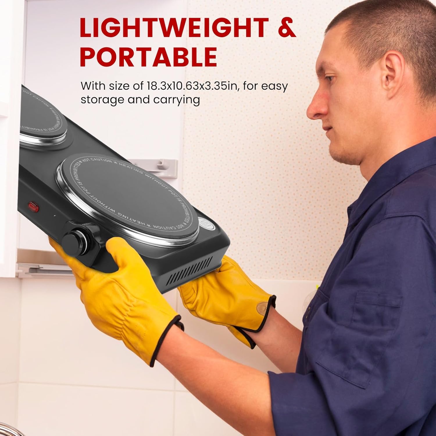 Infrared Double Burner, 2000W Electric Hot Plate, Portable Heating Cooking Stove, Countertop Burner with 7.5” & 6.3” Glass Plate Electric Cooktop with Stepless Temperature Adjustments