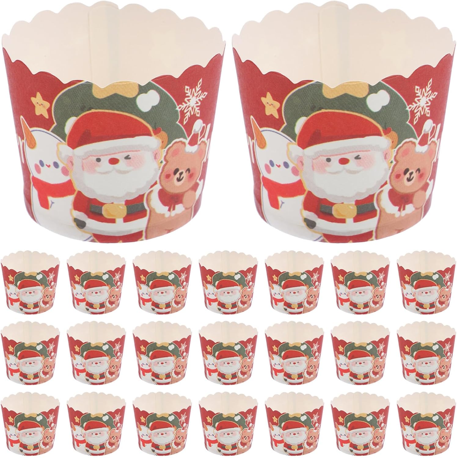Amazon Kichvoe 50個 クリスマス カップケーキ ライナー ベーキング カップ マフィン ライナー 紙 カップケーキ