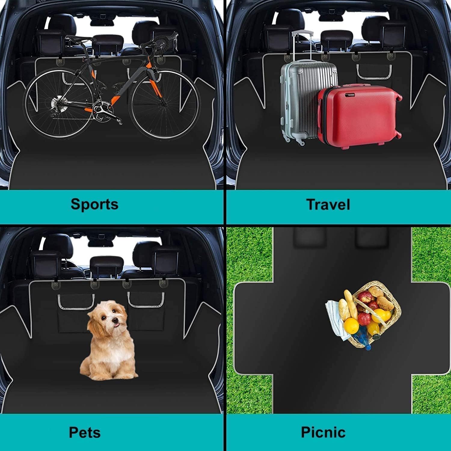Protection Coffre Voiture Chien pour 6 Series Convertible 2003-2018, Anti-déchirure et Imperméable Tapis de Coffre Chien avec Protecteur Latéral,A/Black