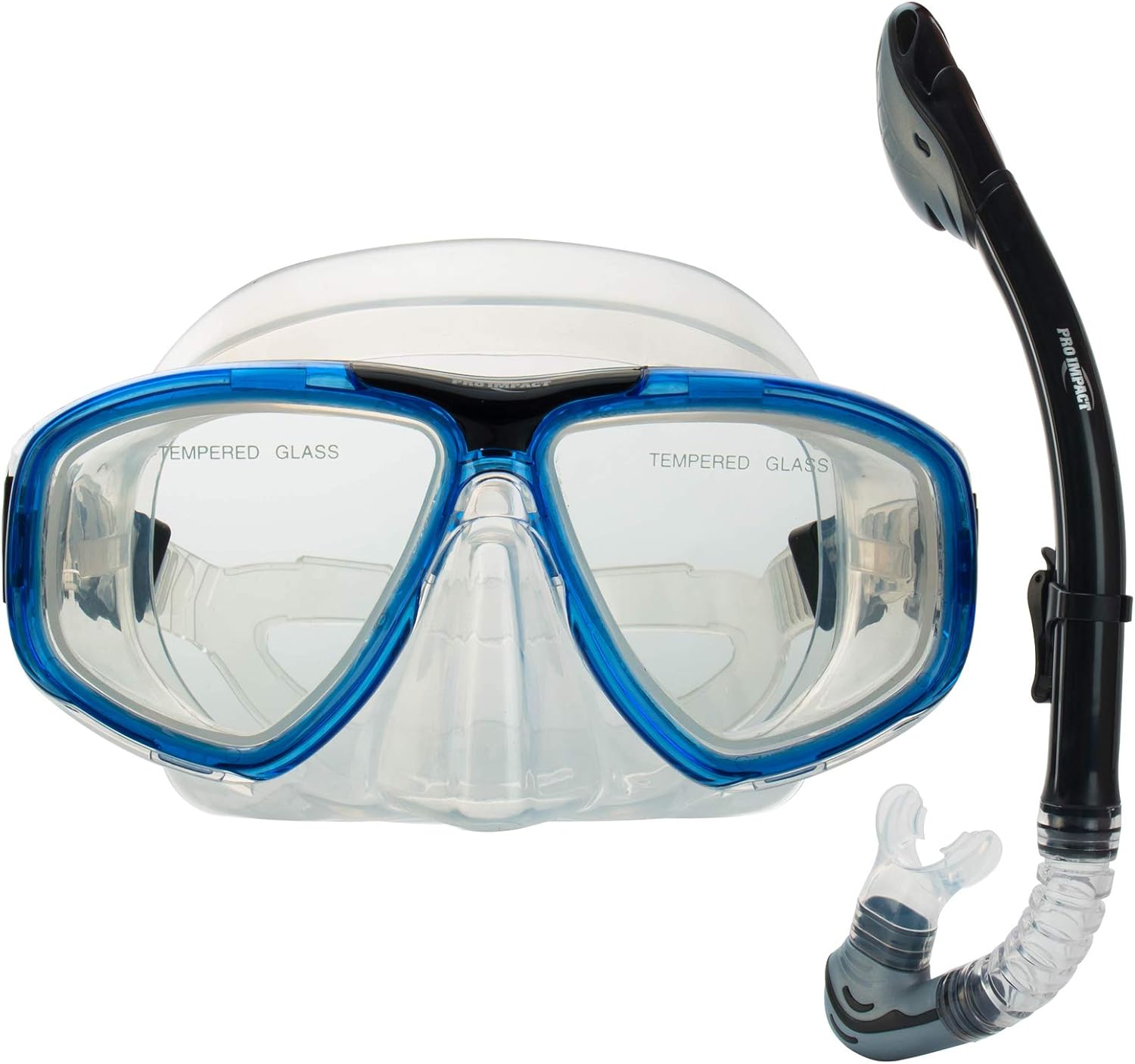 Pro Impact Silicone Swimming Mask Snorkel Set Easy Breathing Anti-Fog, Tempered Glass Scuba Diving Mask -Clear Wide View, Adjustable Snorkeling Set for Adults, Juniors, Kids, Assorted Colors : Sports & Outdoors