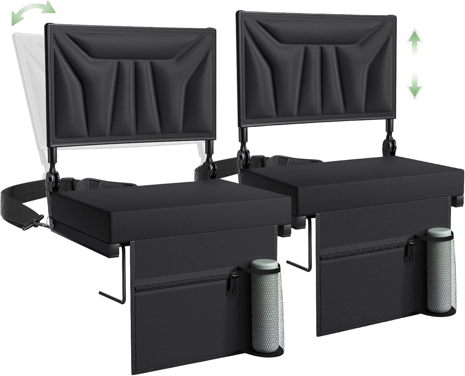 Jocoevol Stadium Seats with Back Support and Cushion, Portable Bleacher Seats, Folding Bleacher Chair w/Shoulder Strap, Stadium Chair Carry Handle for Sports Events Concerts Outdoor