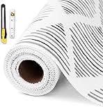Drawer and Shelf Liner for Kitchen Cabinet,Non-Adhesive Cabinet Liner 12in x 20FT,Waterproof Shelf Paper Non-Slip Mats Cupboard Liners Contact Protect Dresser/Shelves/Table-Square Stripes