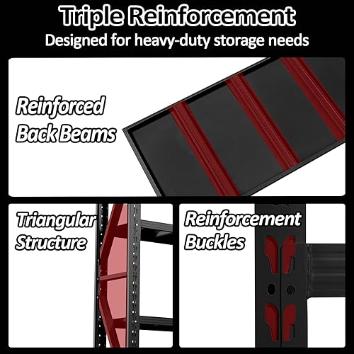 Miniatura 6 de Estantería de garaje resistente de 3000 libras, estantes de metal de 47 pulgadas de ancho, estantes de garaje ajustables de 4 niveles, estantes de