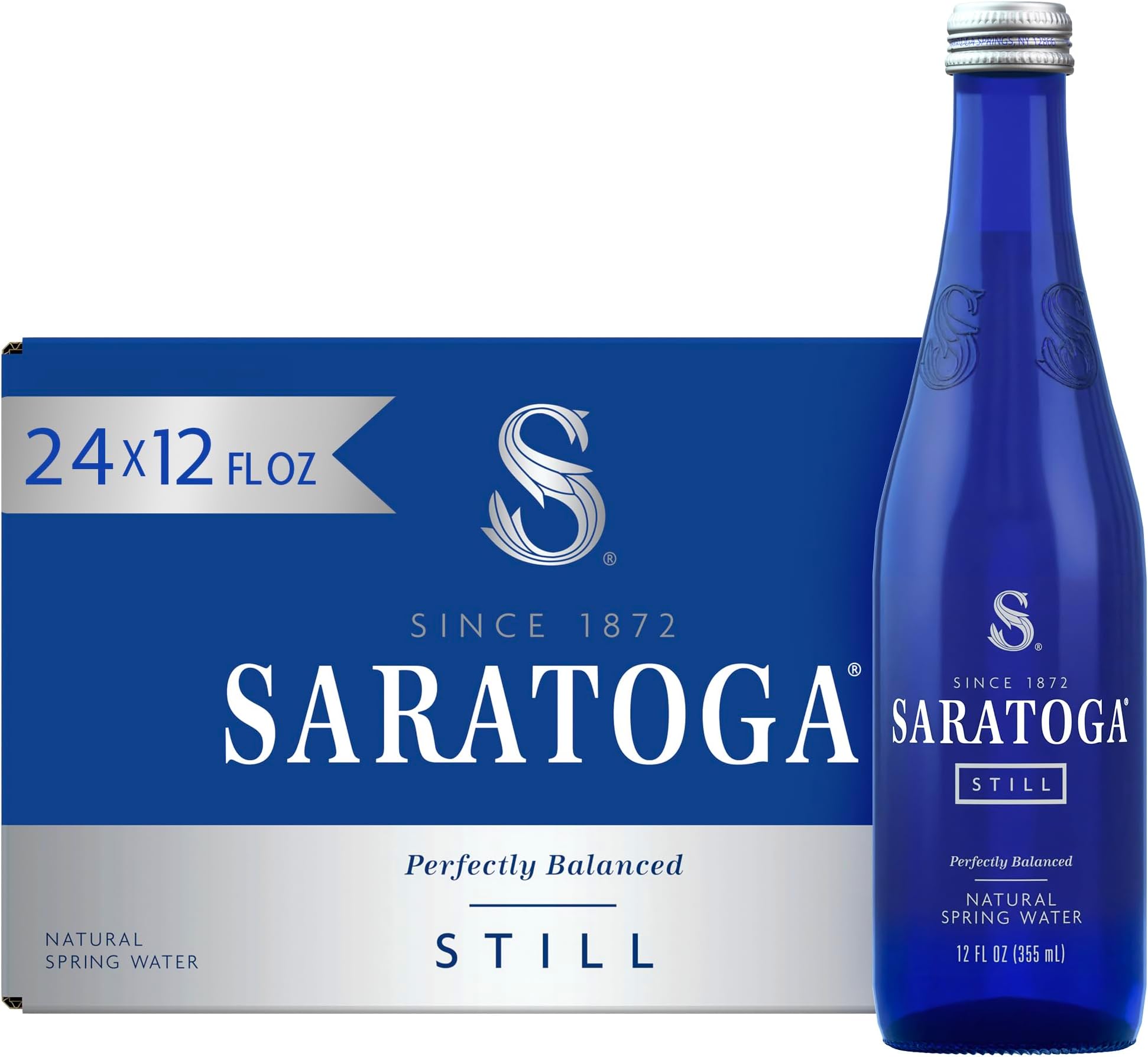 Spring Water Bottles, 24 Pack – Still Bottled Water - Glass Bottles - 12 Fl Oz