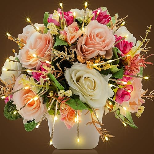 Miniatura 9 de Lightshare Bola iluminada de 24 pulgadas, 160 luces LED de fuegos artificiales, color blanco cálido, bola colgante de doble uso para patio,