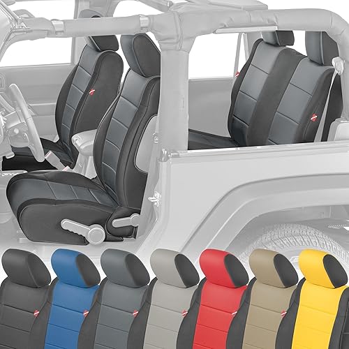 Diver Down Juego de fundas de asiento de neopreno para Jeep JK Wrangler 2007-2018, juego de asiento delantero y trasero, fundas de asiento