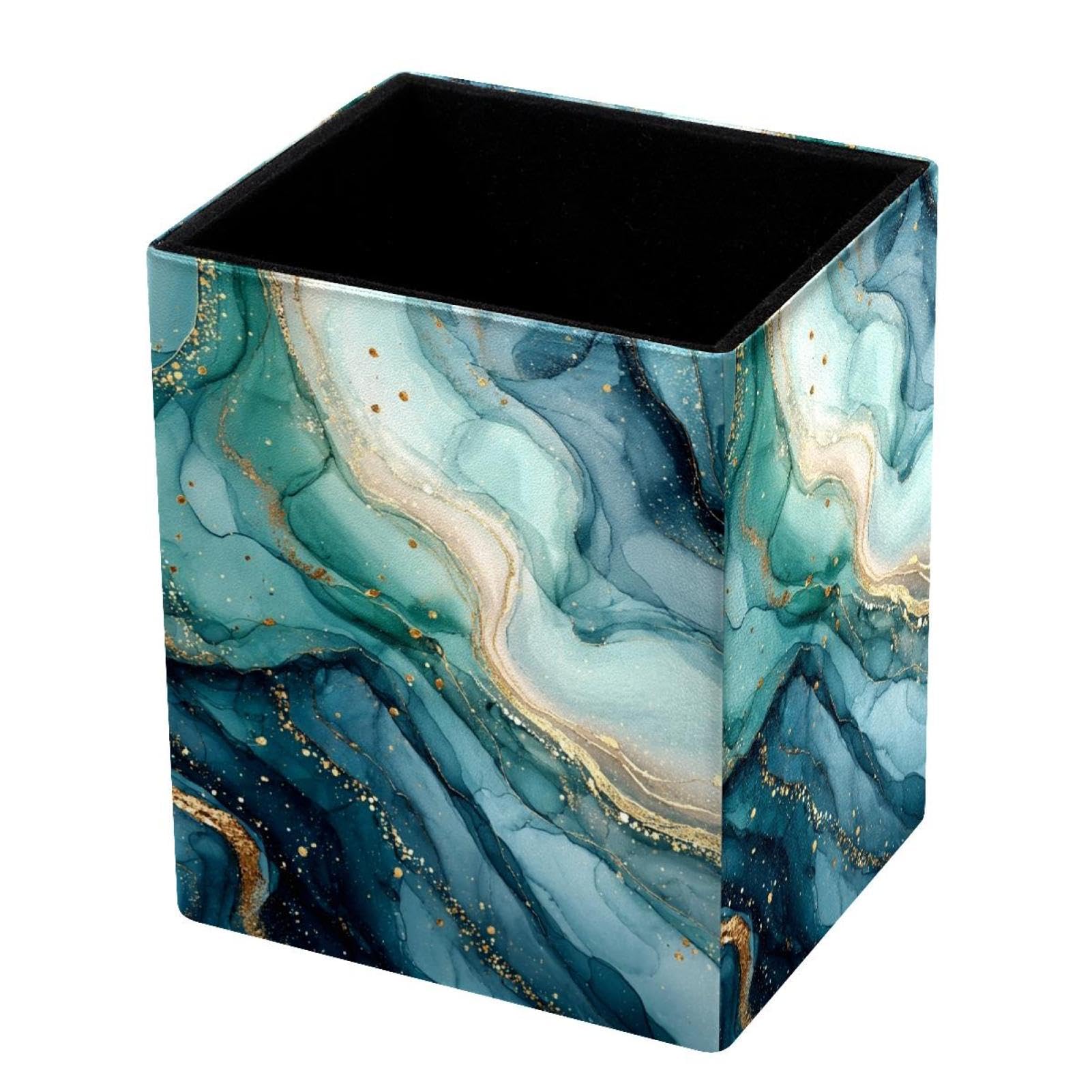 VAPOKF Pencil Holders for Desk, Marble Texture Printed Pen Holders Pen Pot Makeup Brushes Storage Desktop Stationery Supplies Organiser for Home Office
