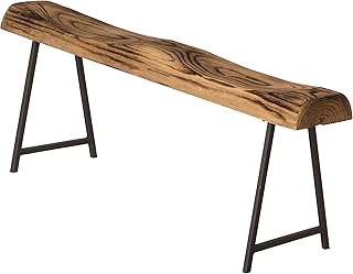 Vintiquewise Rustic Carved Wood Natural Log Accent Bench for Entryway, I...