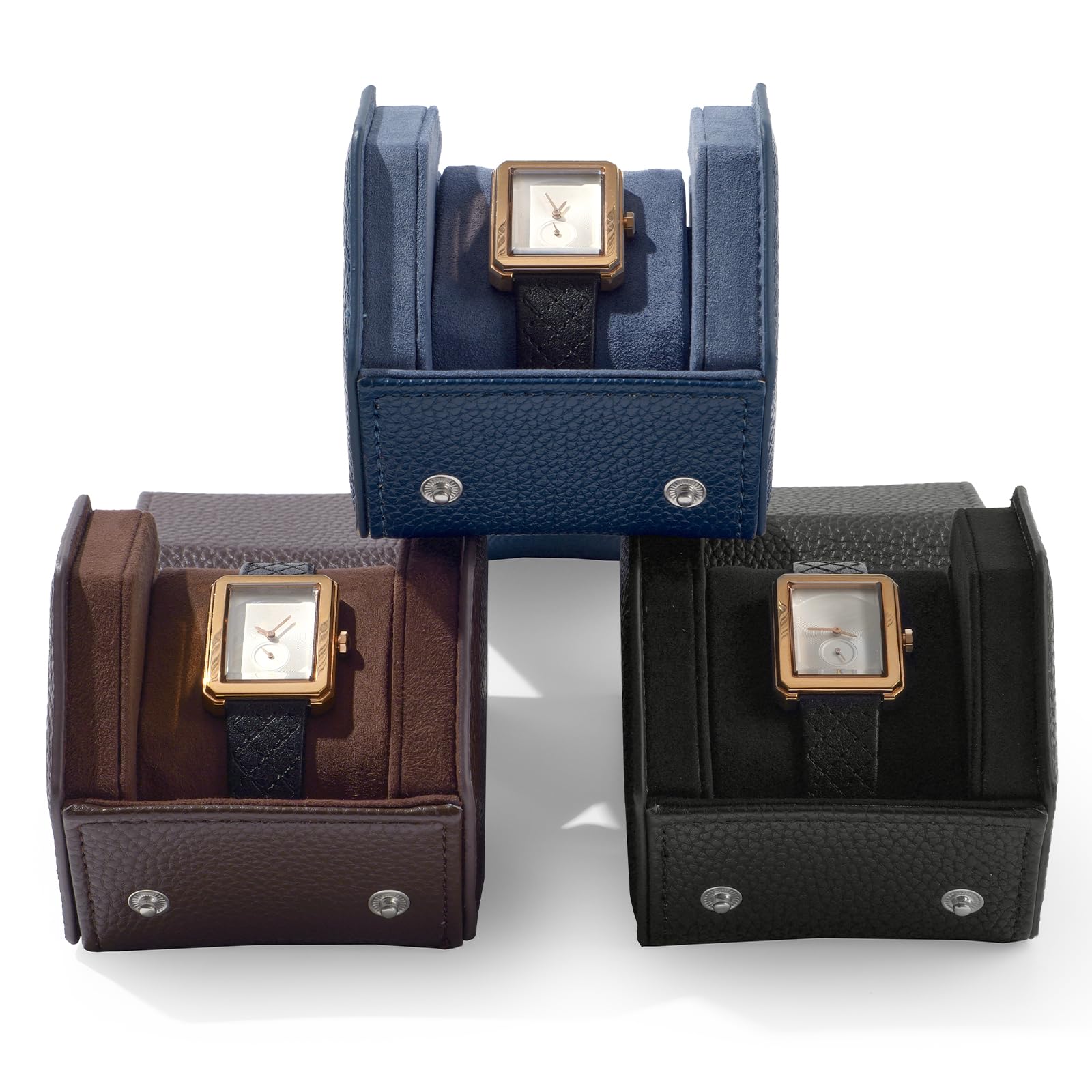 Boîte de Rangement hexagonale Marron pour Montres de Luxe, étui de Voyage Enroulable, Coffret Cadeau pour Noël, Anniversaire (Marron)