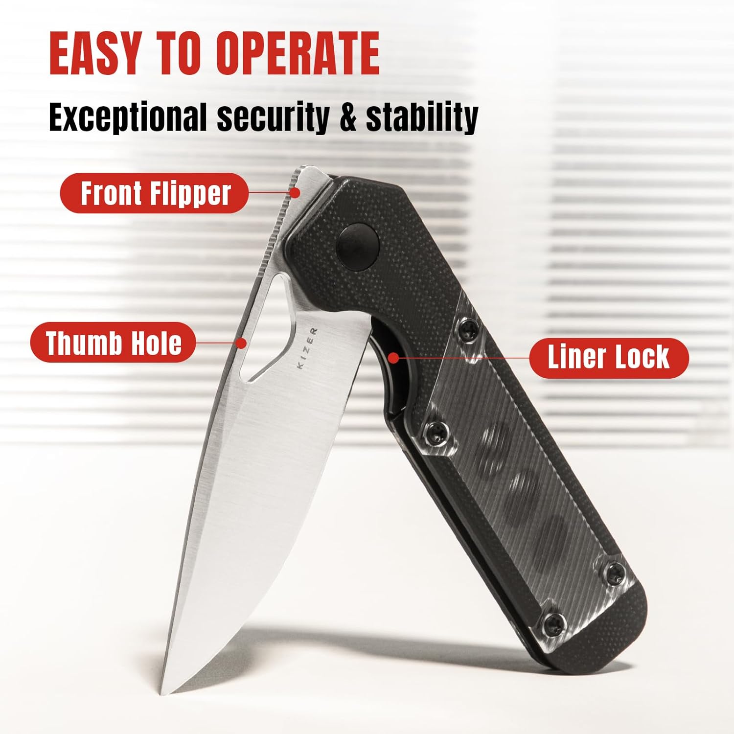 Kizer Mini Militaw Pocket Knife for EDC, 2.82'' Nitro V Blade Folding Knife, G10 & Acrylic Handle Small EDC Knife with Pocket Clip, Camping Hunting Knife for Men Women Gift V3634SA3